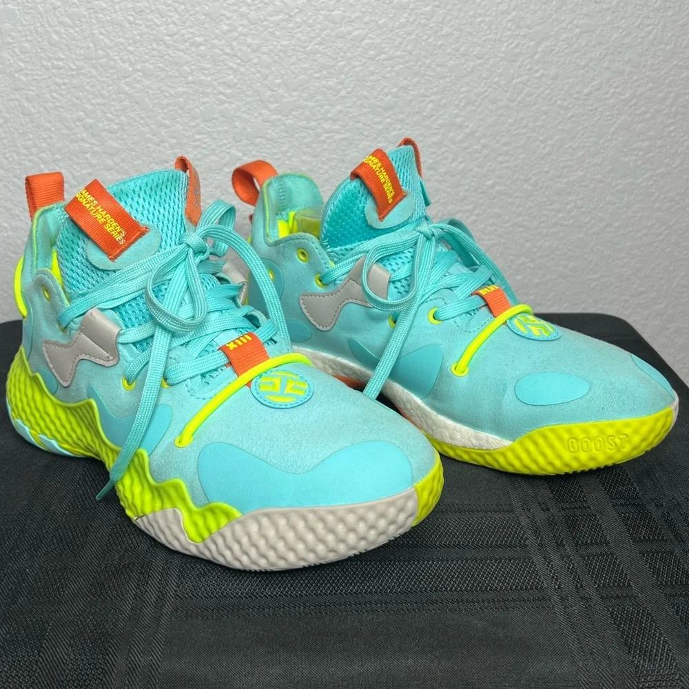Adidas Harden Vol 6 Pulse Aqua Solar Yellow Basketball Shoes Sz 6 Mens